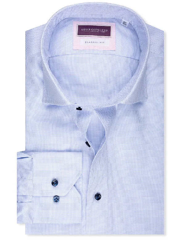 Pinpoint Contrast Button Shirt Blue