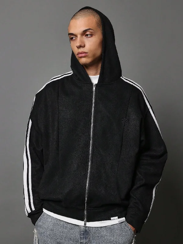 Regular Fit Zip-Up Hoodie With Side Tape