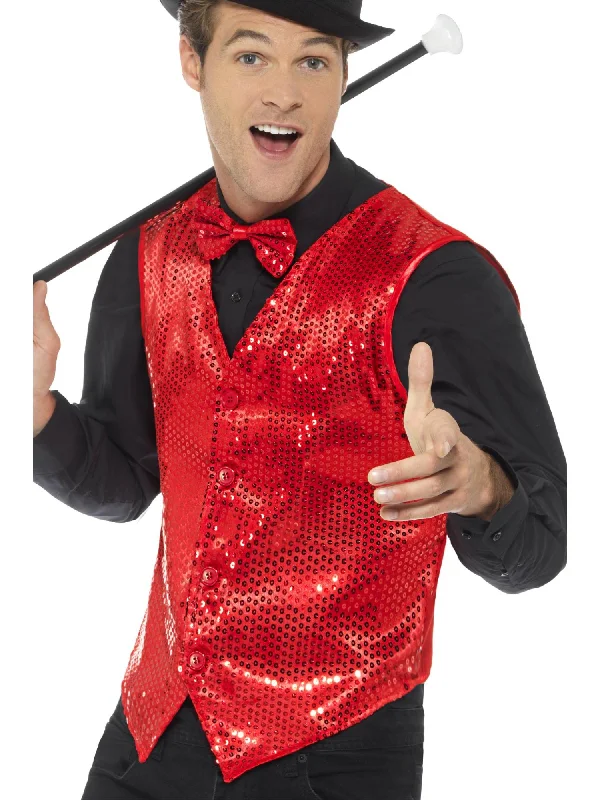 Sequin Waistcoat, Red