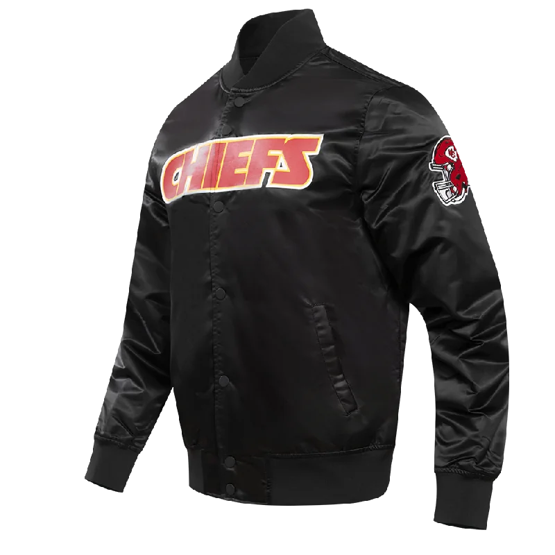 NFL KANSAS CITY CHIEFS BIG LOGO MEN'S SATIN JACKET (BLACK)