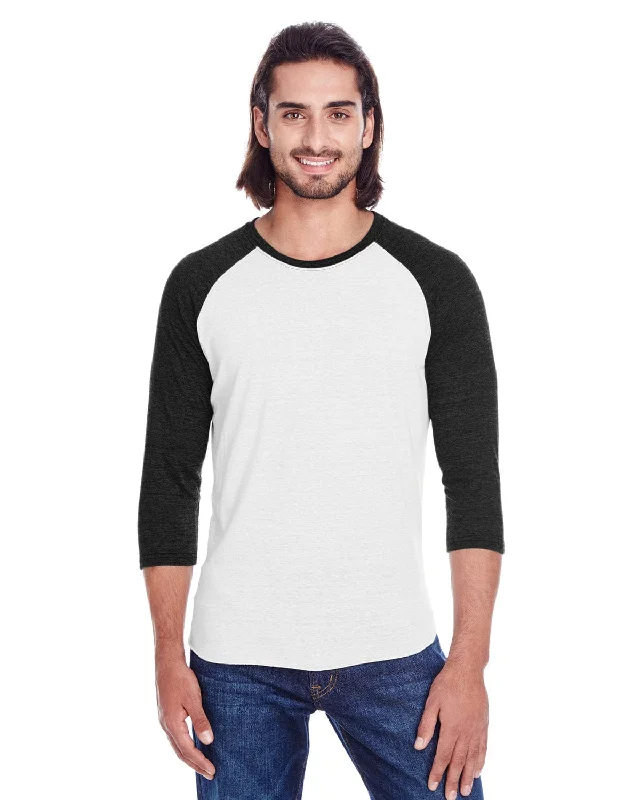 Threadfast Apparel Unisex Triblend 3/4 Sleeve Raglan Tee | Sld Wht/ S Bl Tb