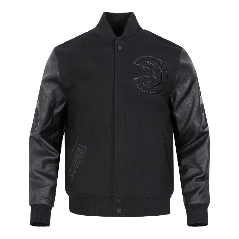 NBA ATLANTA HAWKS TRIPLE BLACK WOOL MEN'S VARSITY JACKET (TRIPLE BLACK)