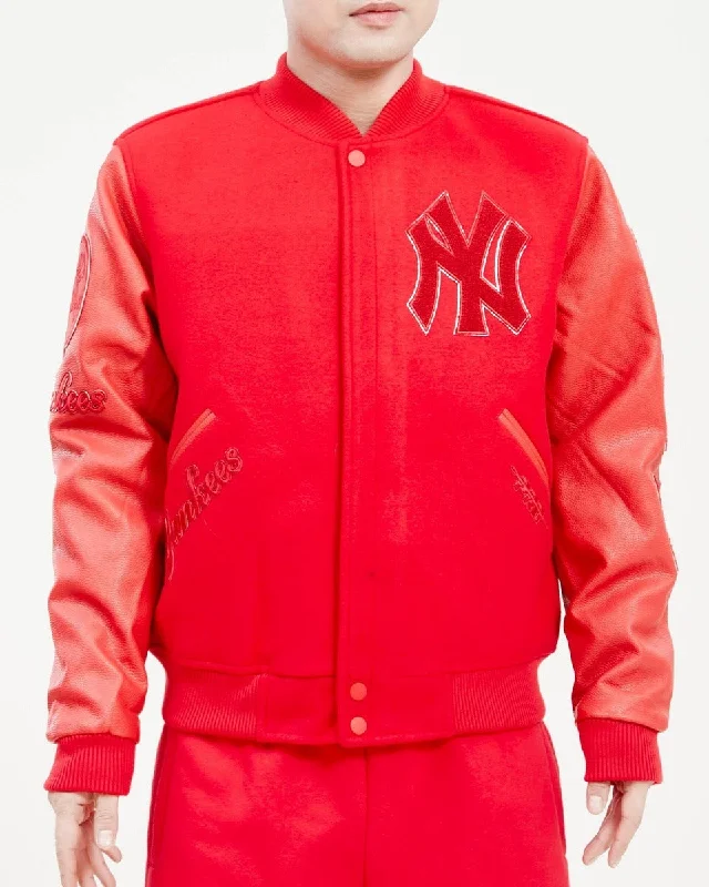 MLB NEW YORK YANKEES CLASSIC TRIPLE RED WOOL MEN'S VARSITY JACKET (TRIPLE RED)