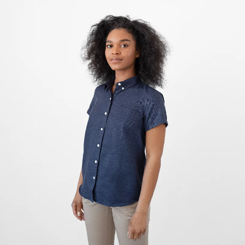 Women's Short Sleeve Deep Indigo Service Oxford