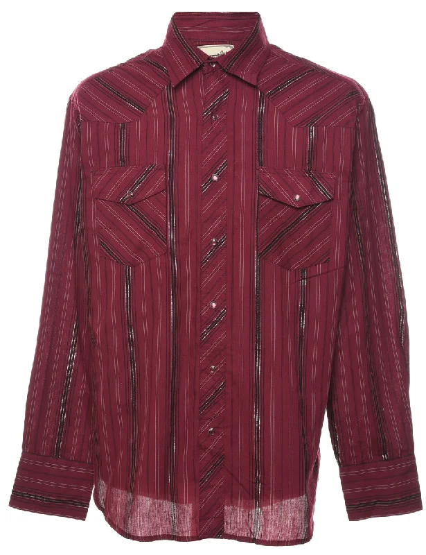 Maroon & Silver Wrangler Striped Shirt - XL