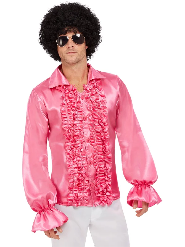 60s Ruffled Shirt, Hot Pink