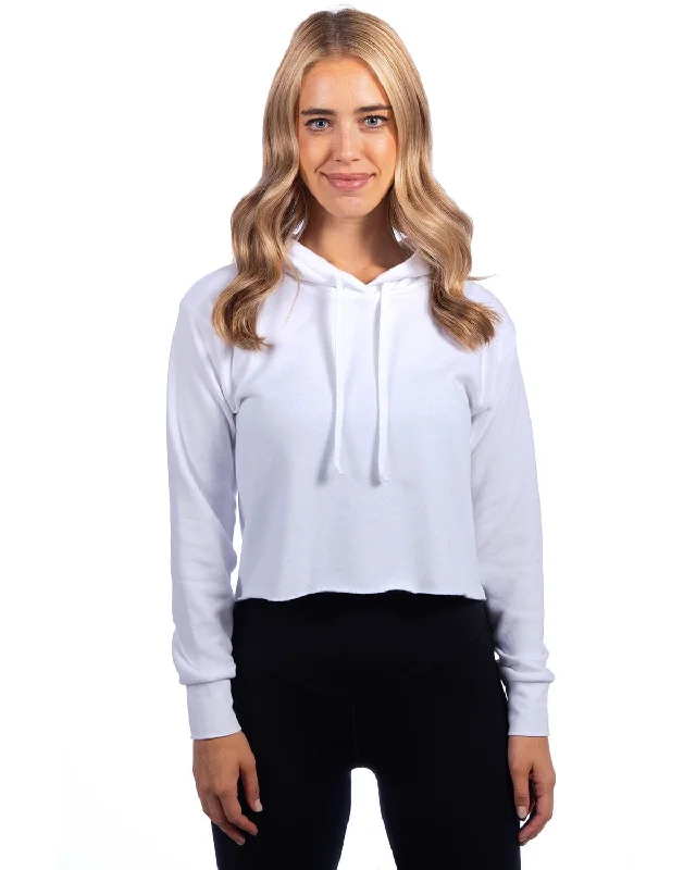 Next Level Apparel Ladies Cropped Pullover Hooded Sweatshirt | White