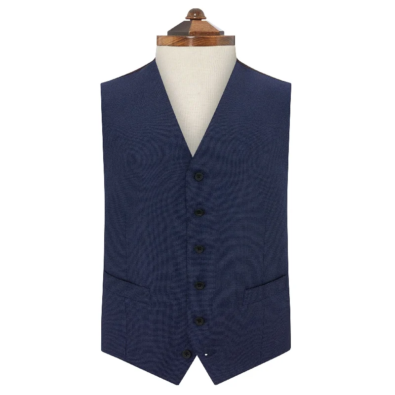 Hyde Light Navy Birdseye 150s Waistcoat