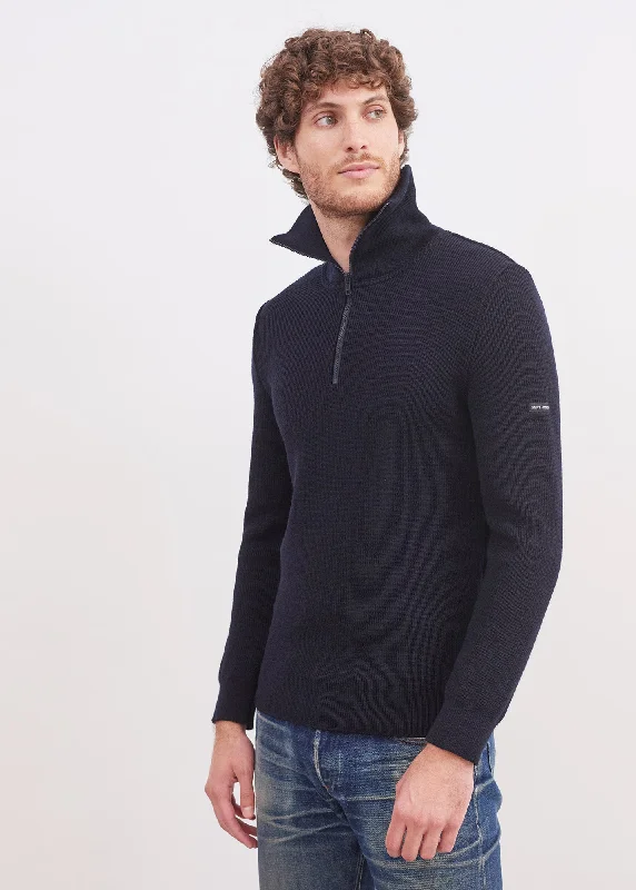 Pull col camionneur Cotentin - en maille de laine vierge (NAVY)