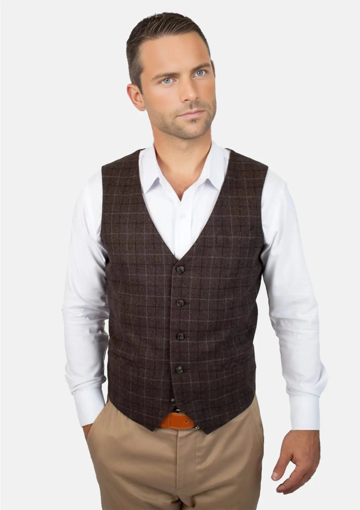 Cedar Brown Flannel Windowpane Vest