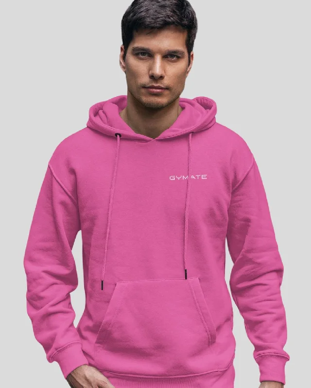 Mens Pink Hoodies Designer Gymate Original small logo [chest]