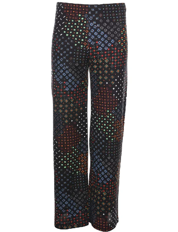 Multi-Colour 1970s Floral Trousers - W25 L31