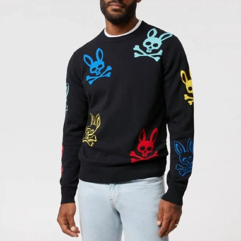 Lacomb All Over Bunny Sweater In Black