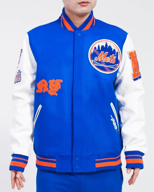 MLB NEW YORK METS OLD ENGLISH WOOL MEN'S VARSITY JACKET (ROYAL/WHITE)