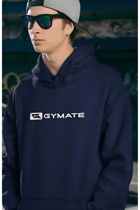 Mens Sports Hoodie Athletic Essentials Navy [Large white logo]