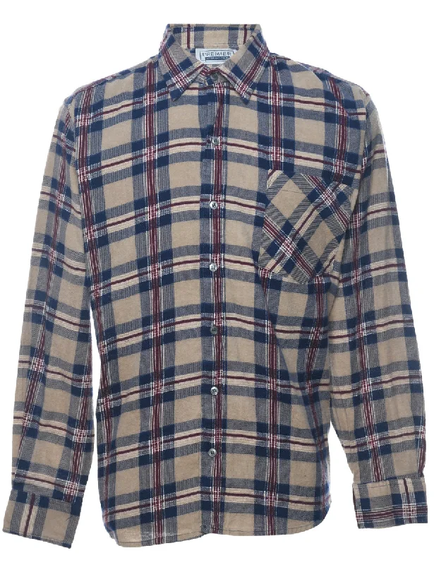 Long Sleeved Multi-Colour Flannel Checked Shirt - L