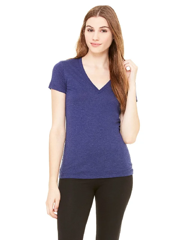 Bella+Canvas Ladies Triblend Deep V-Neck T-Shirt | Navy Triblend