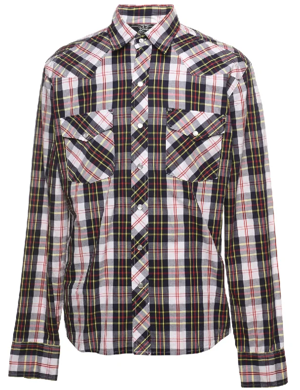 Long Sleeved Multi-Colour Checked Shirt - M