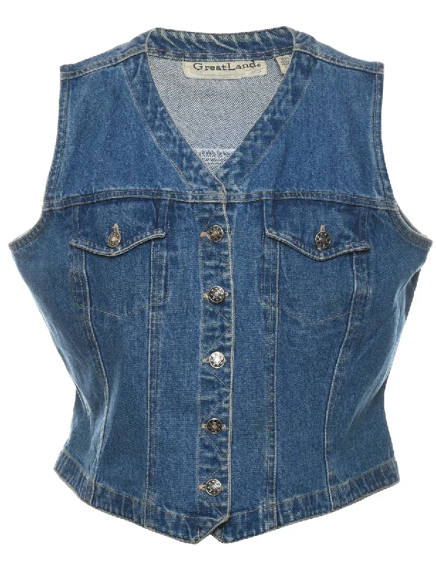 Medium Wash Denim Jacket Vest - L