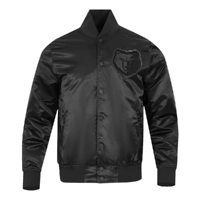 NBA MEMPHIS GRIZZLIES TRIPLE BLACK MEN'S SATIN JACKET (TRIPLE BLACK)