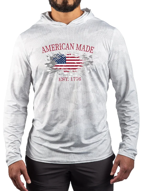 American Made Performance Mesh White Out Sun Hoodie