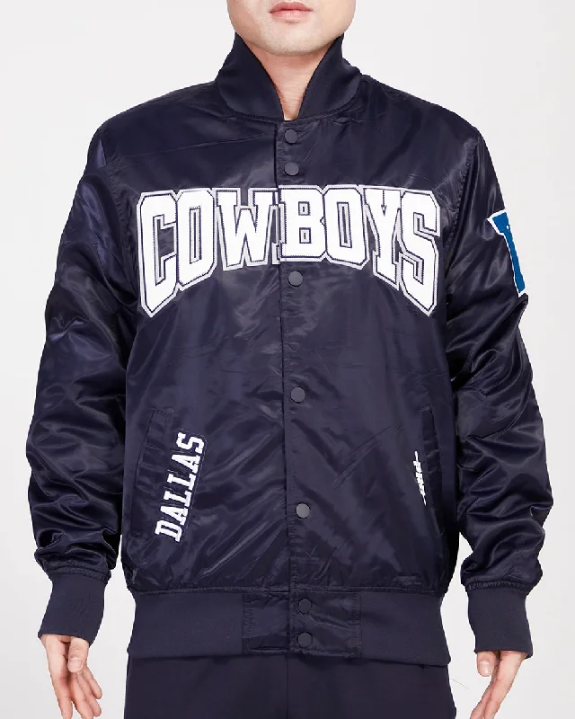 NFL DALLAS COWBOYS CREST EMBLEM MEN'S SATIN JACKET (MIDNIGHT NAVY)