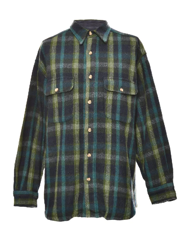 Long Sleeved Green Checked Shirt - XL