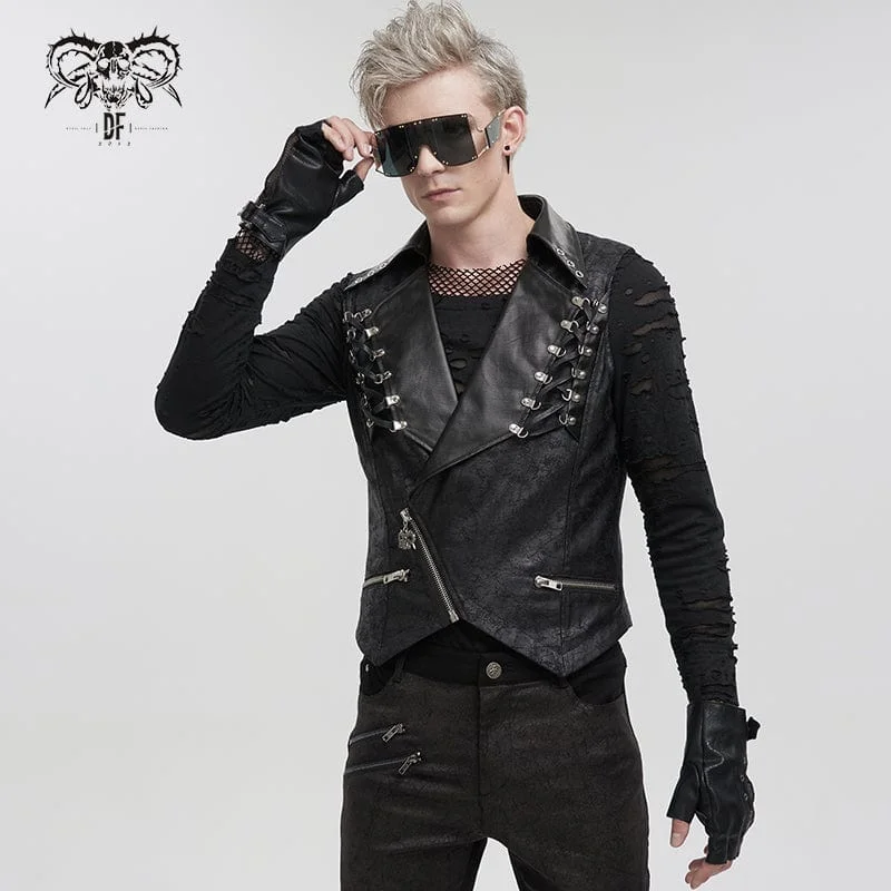 Men's Gothic Asymmetric Zipper Lace-up Waistcoat