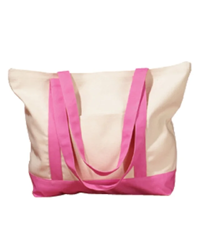 BAGedge Canvas Boat Tote | Natural/ Pink