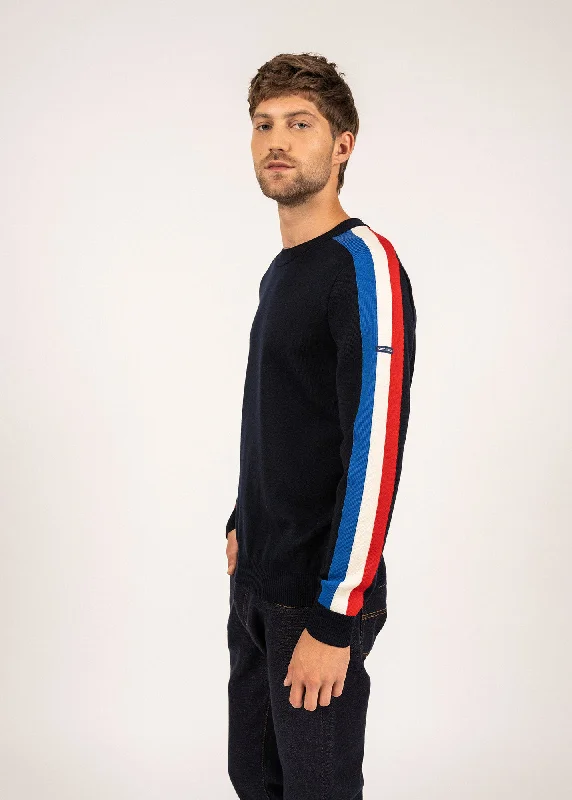 Pull à manches raglan en laine - SAINT JAMES x Elysée (NAVY/GITANE/ECUME/TULIPE)