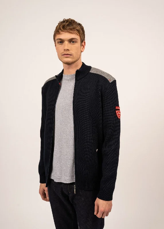 Gilet zippé en laine et drap de laine Serac Arpin - SAINT JAMES x ARPIN (NAVY)