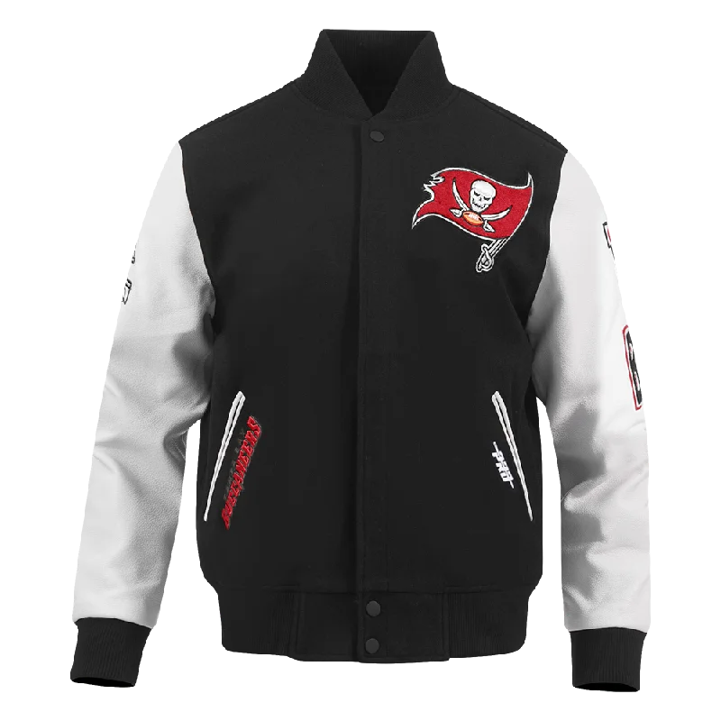 NFL TAMPA BAY BUCCANEERS CLASSIC MEN'S WOOL VARSITY JACKET (BLACK/WHITE)