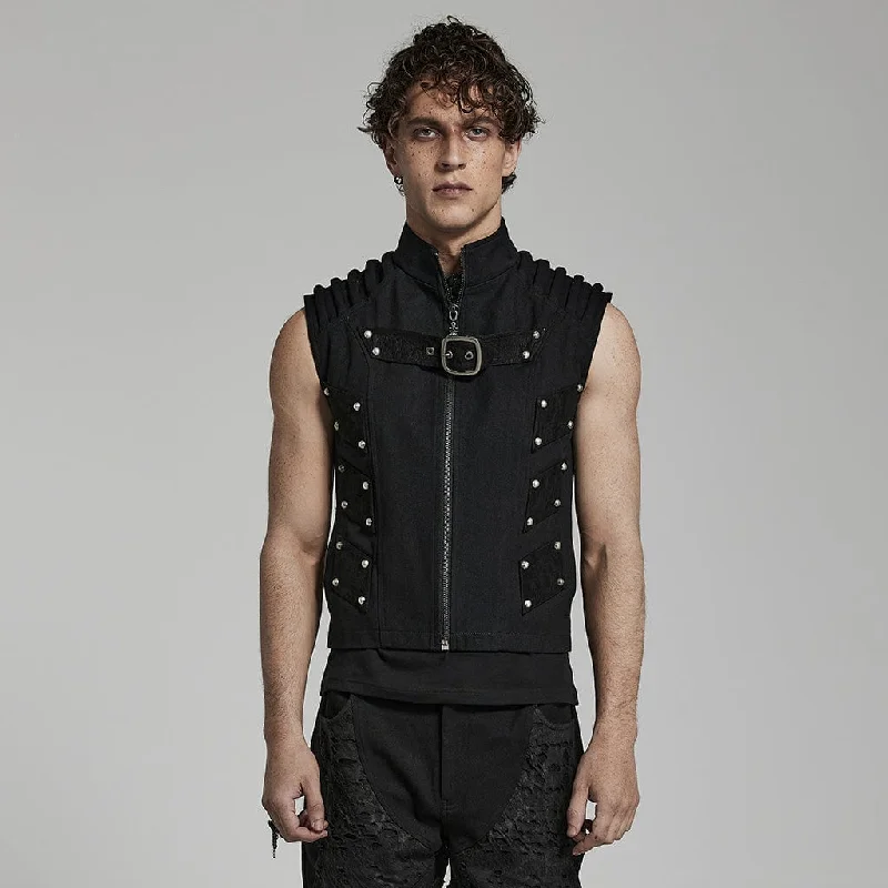 Men's Punk Stand Collar Vest