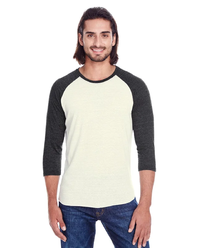 Threadfast Apparel Unisex Triblend 3/4 Sleeve Raglan Tee | Cream/ Blck Trib