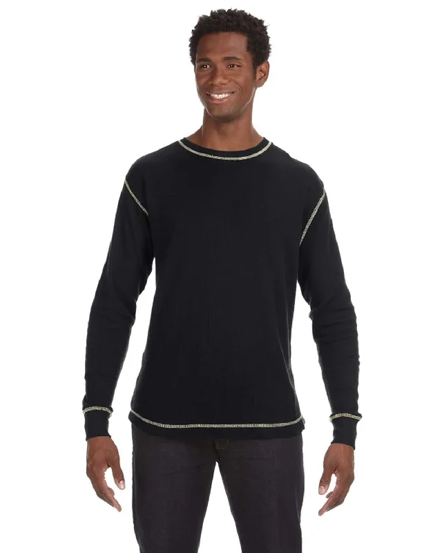 J America Vintage Long Sleeve Thermal T-Shirt | Black/ Vint  Wht