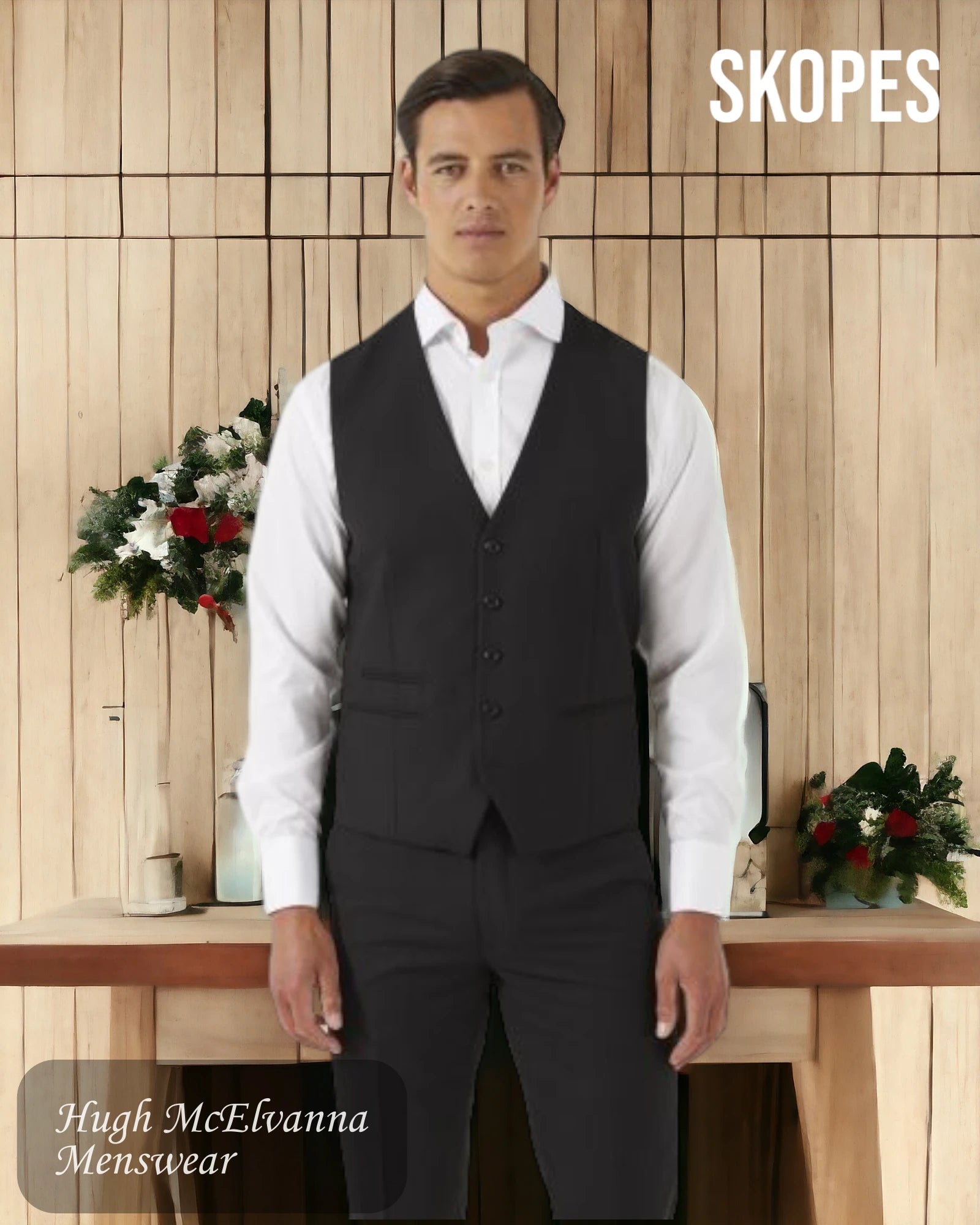 Men's Skopes MADRID Black Waistcoat Style: MM1250