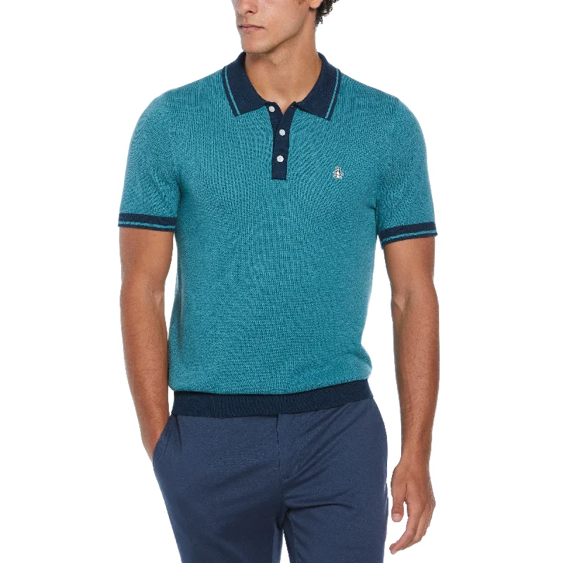 Cotton Honeycomb Sweater Polo