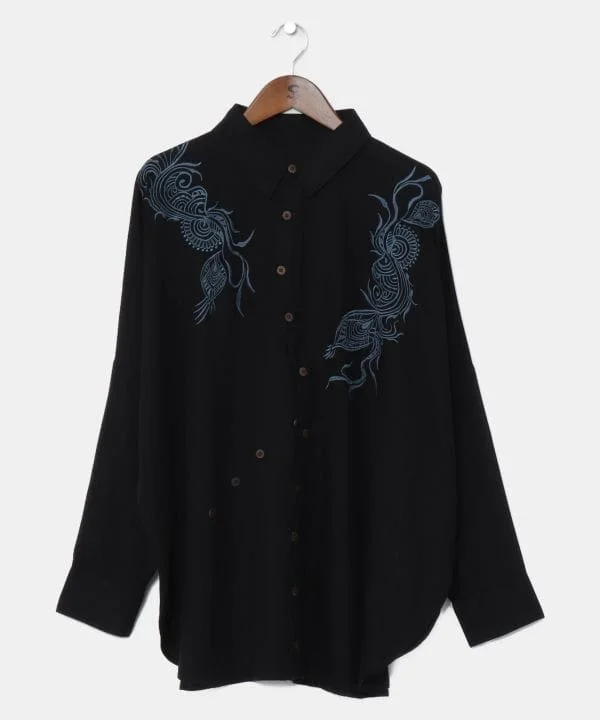 Peacock Embroidery Versatile Shirt