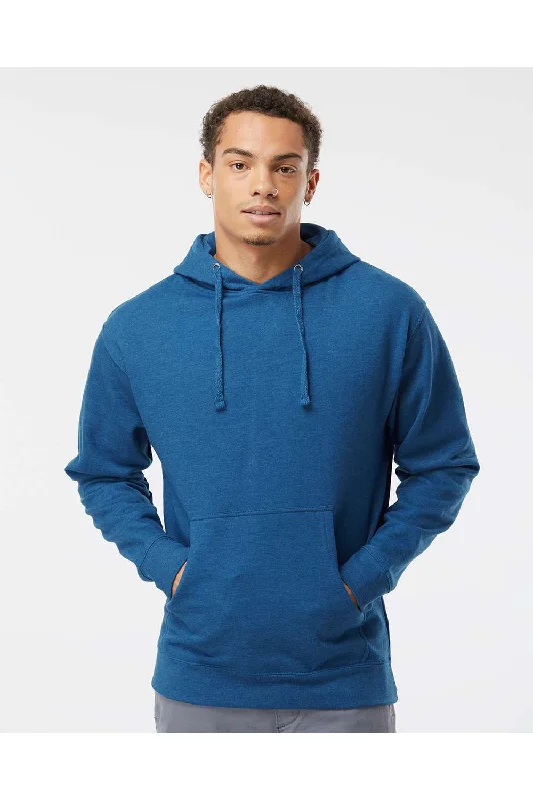 Independent Trading Co. Mens Hooded Sweatshirt Hoodie w/ Pouch Pocket - Heather Royal Blue