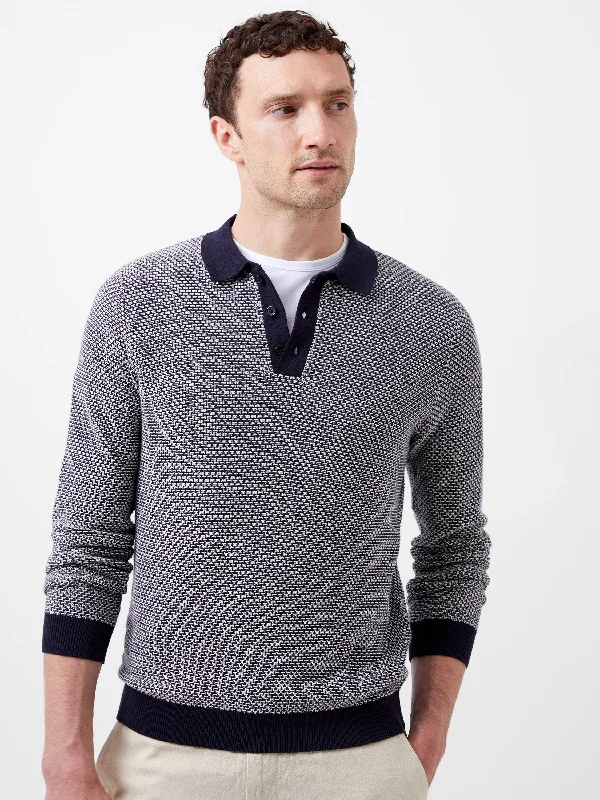 Long Sleeve Jacquard Polo Shirt