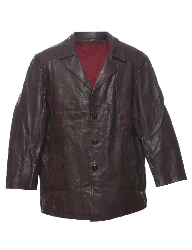 Maroon Leather Jacket - L