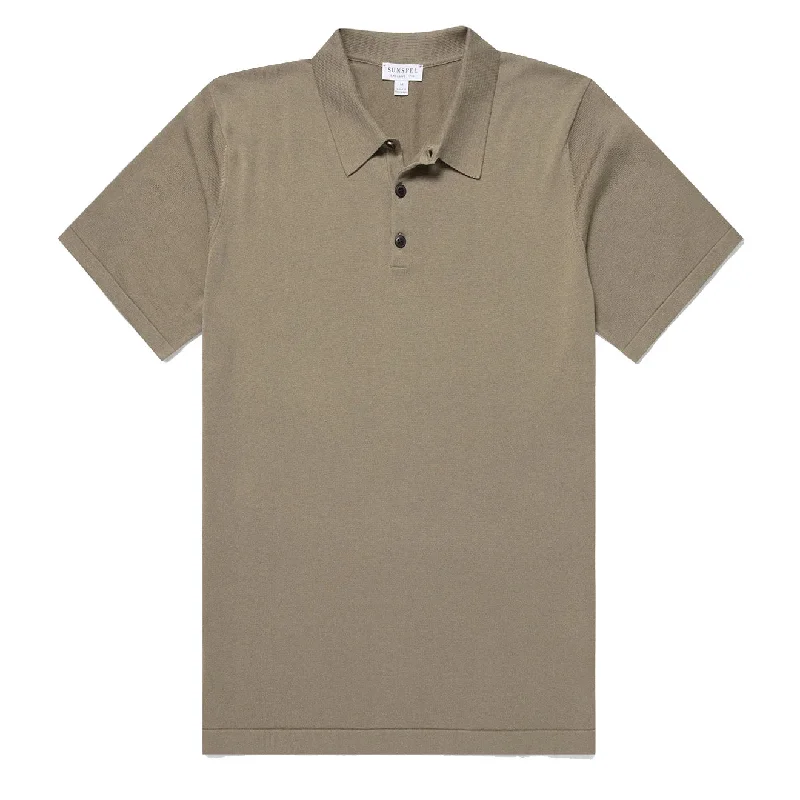 Sunspel Sea Island Cotton Polo Shirt Dark Stone