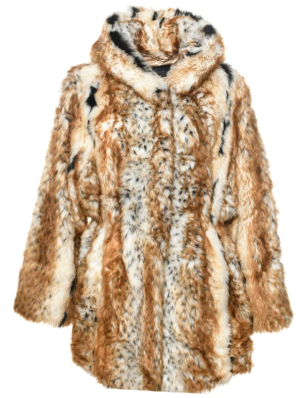 Multi-colour Faux Fur Coat - L