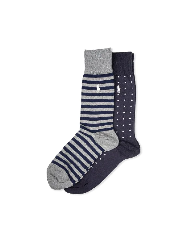 Socken mit Punkte- und Streifenmuster, 2er-Pack, mehrfarbig