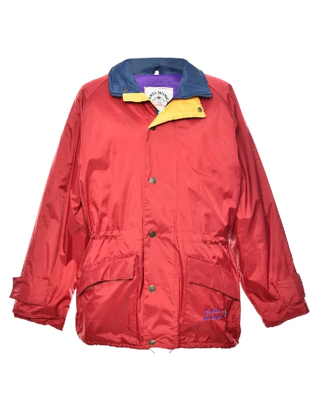 Maroon, Purple & Yellow Contrast Collar Mountaineering Jacket - M