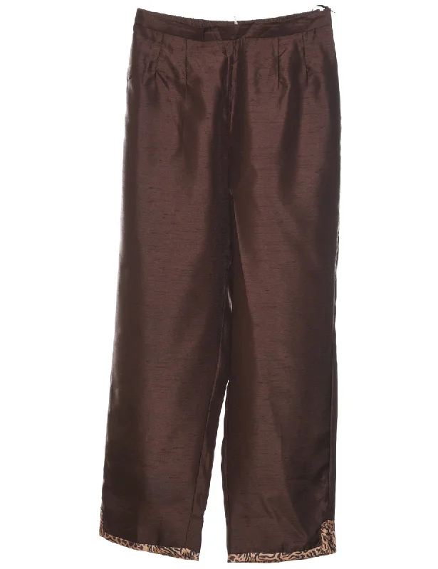 Maroon Shiny 1990s Trousers - W28 L26