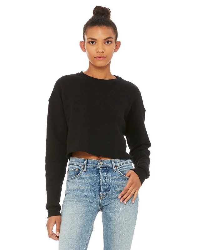 Bella+Canvas Ladies Cropped Fleece Crew | Black