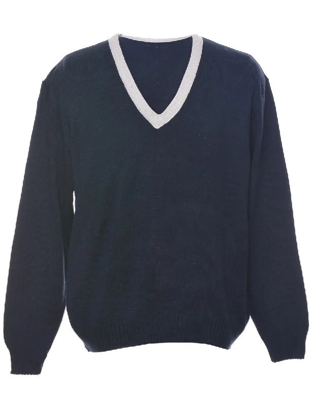 Long Sleeved Navy Jumper - XL