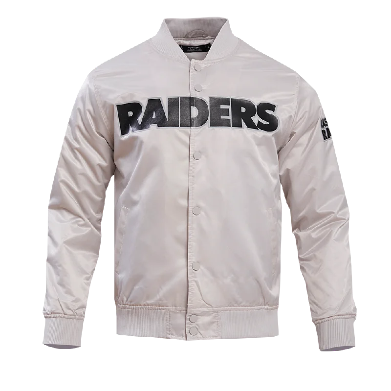 NFL LAS VEGAS RAIDERS BIG LOGO MEN'S SATIN JACKET (SILVER)