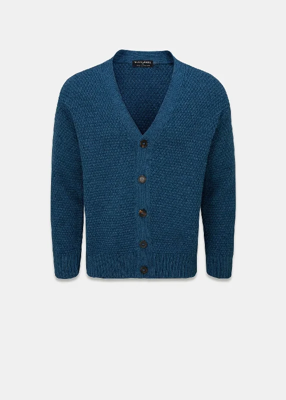 Moss Stitch Cardigan Petrol